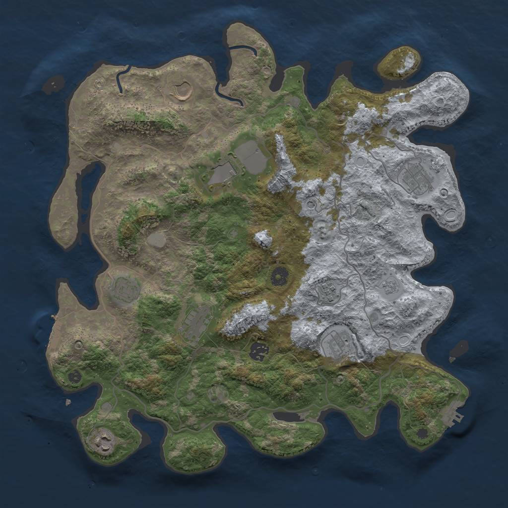 Rust Map: Procedural Map, Size: 4000, Seed: 1493205056, 16 Monuments