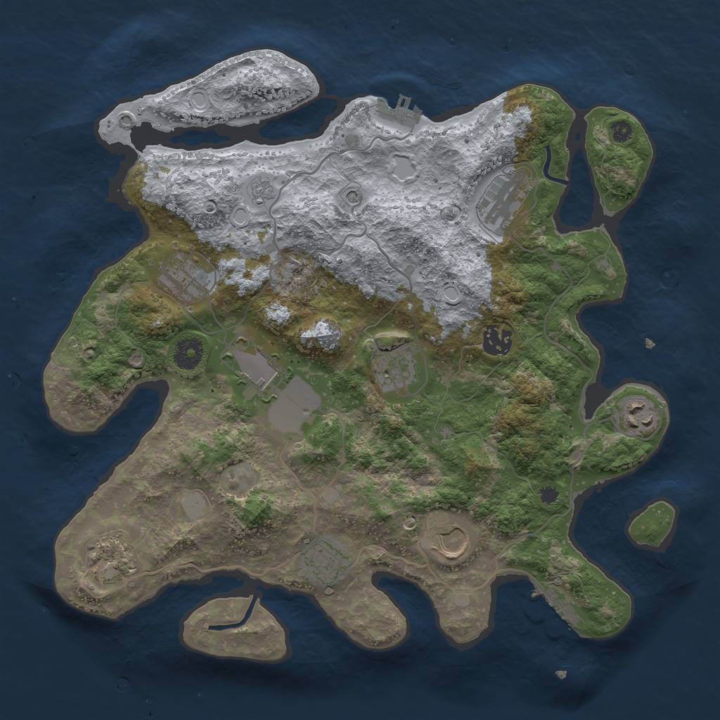 Rust Map: Procedural Map, Size: 3500, Seed: 891274124, 16 Monuments