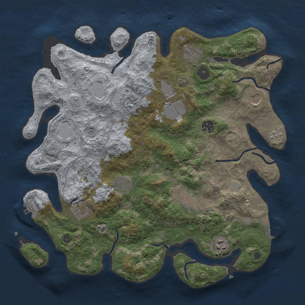 Rust Map: Procedural Map, Size: 3700, Seed: 543006978, 17 Monuments