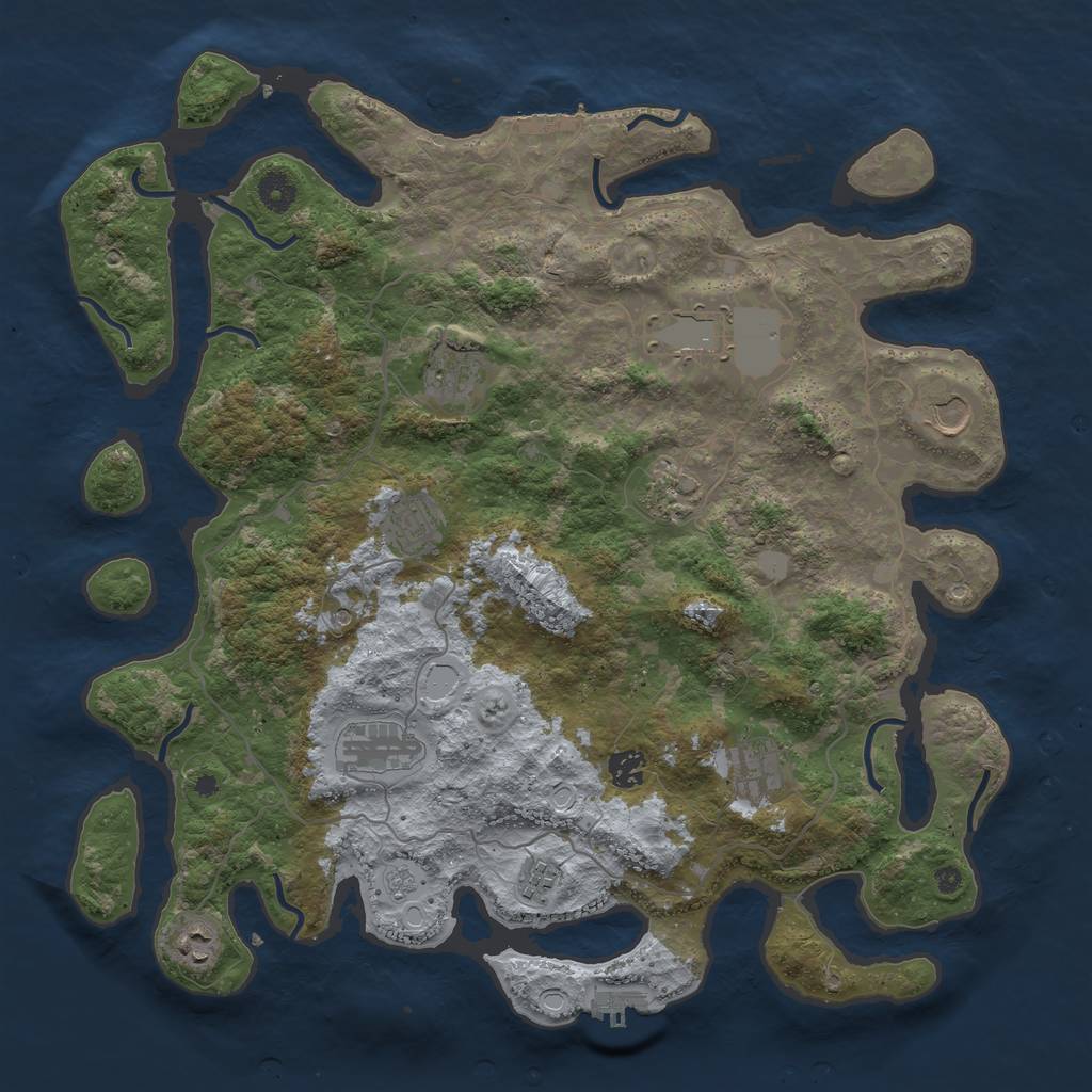 Rust Map: Procedural Map, Size: 4200, Seed: 94366615, 17 Monuments