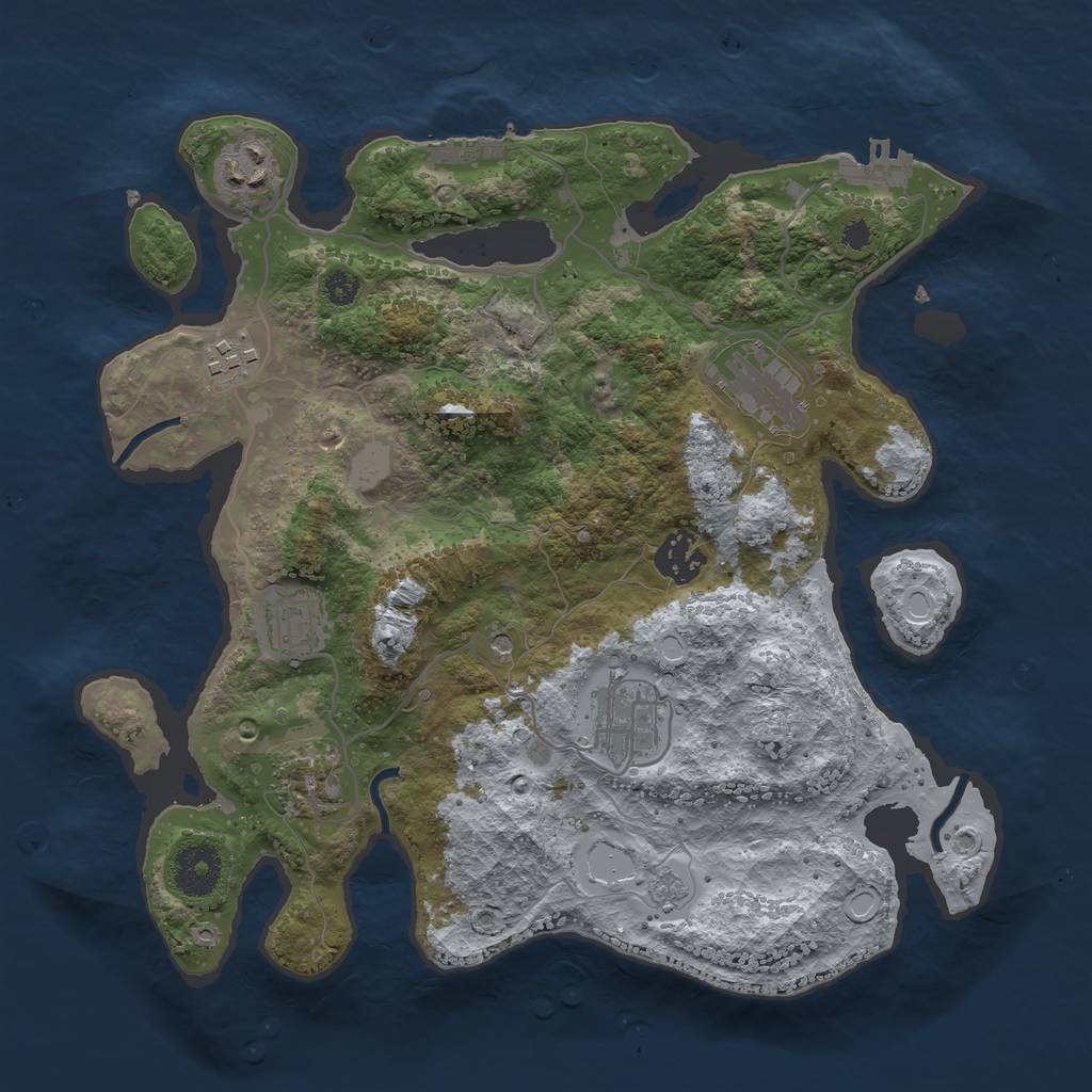 Rust Map: Procedural Map, Size: 3250, Seed: 11803, 14 Monuments