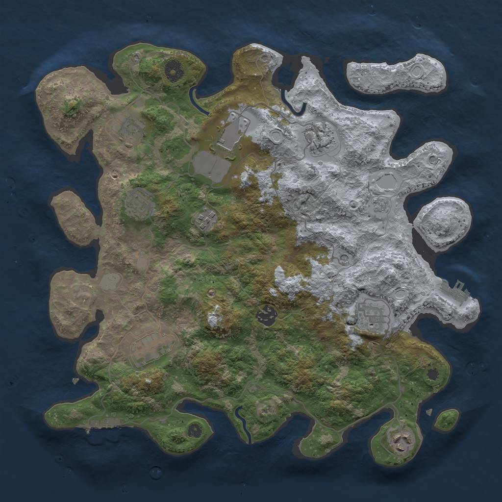 Rust Map: Procedural Map, Size: 3700, Seed: 1363827024, 16 Monuments