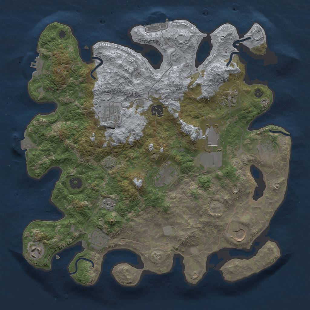 Rust Map: Procedural Map, Size: 3700, Seed: 922879761, 18 Monuments