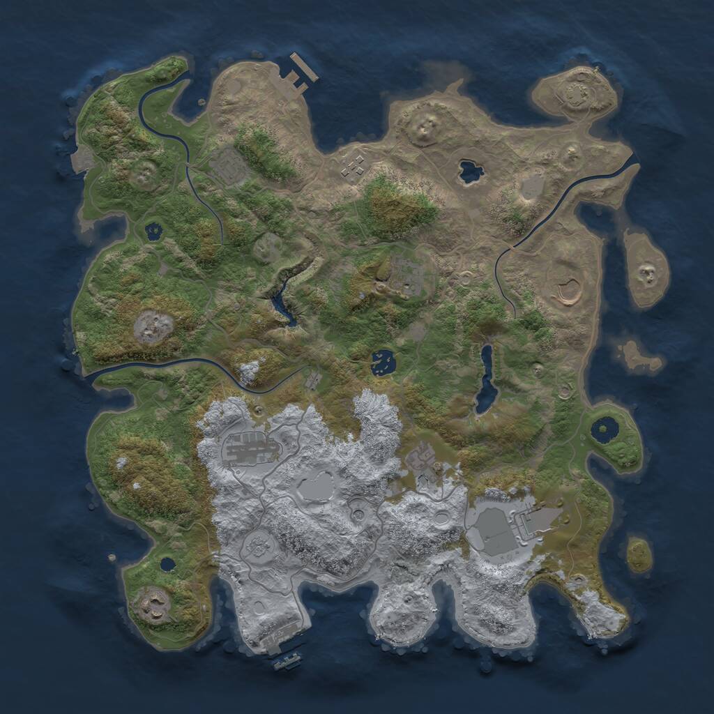 Rust Map: Procedural Map, Size: 4050, Seed: 309945447, 15 Monuments