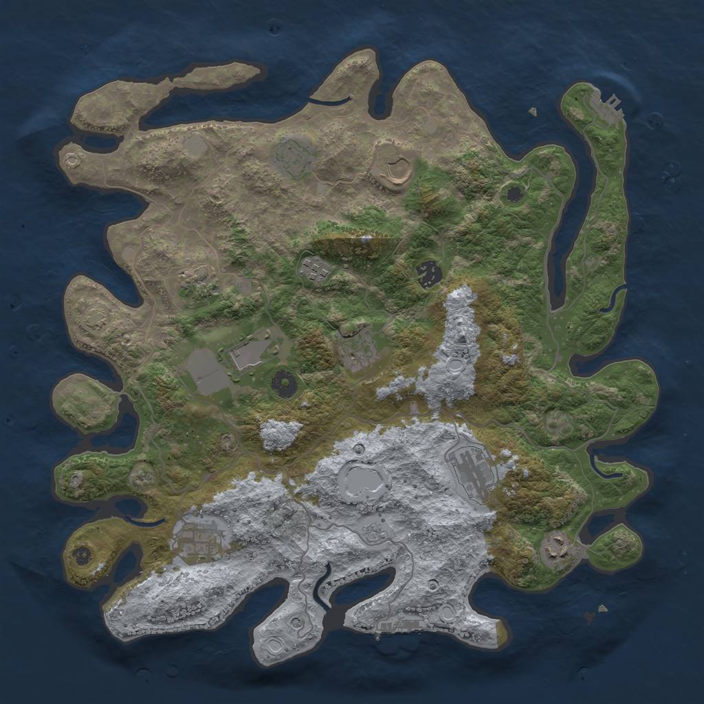 Rust Map: Procedural Map, Size: 4000, Seed: 748607935, 18 Monuments