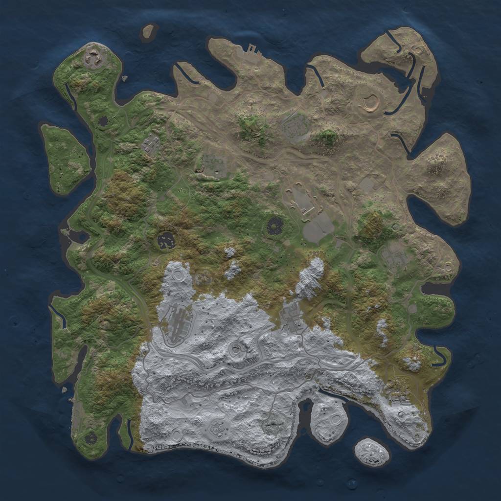 Rust Map: Procedural Map, Size: 4250, Seed: 837439957, 18 Monuments