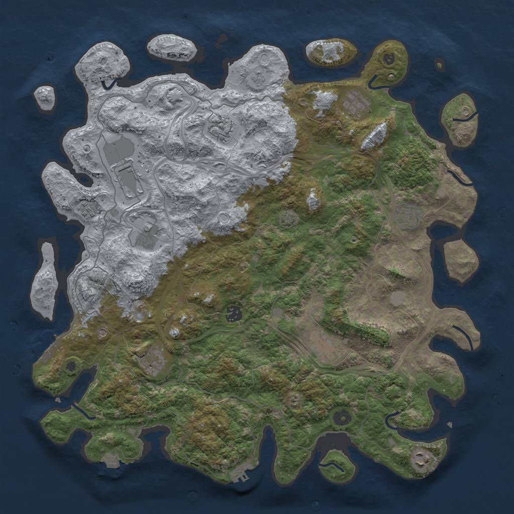 Rust Map: Procedural Map, Size: 4500, Seed: 1091033197, 18 Monuments