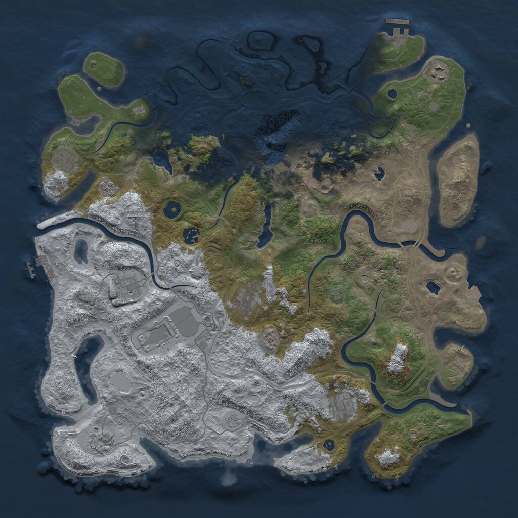 Rust Map: Procedural Map, Size: 4500, Seed: 456724499, 16 Monuments
