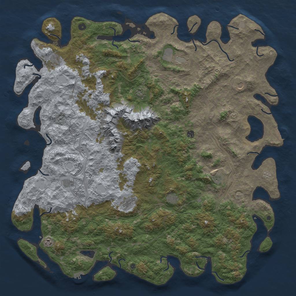 Rust Map: Procedural Map, Size: 6000, Seed: 6033273, 18 Monuments