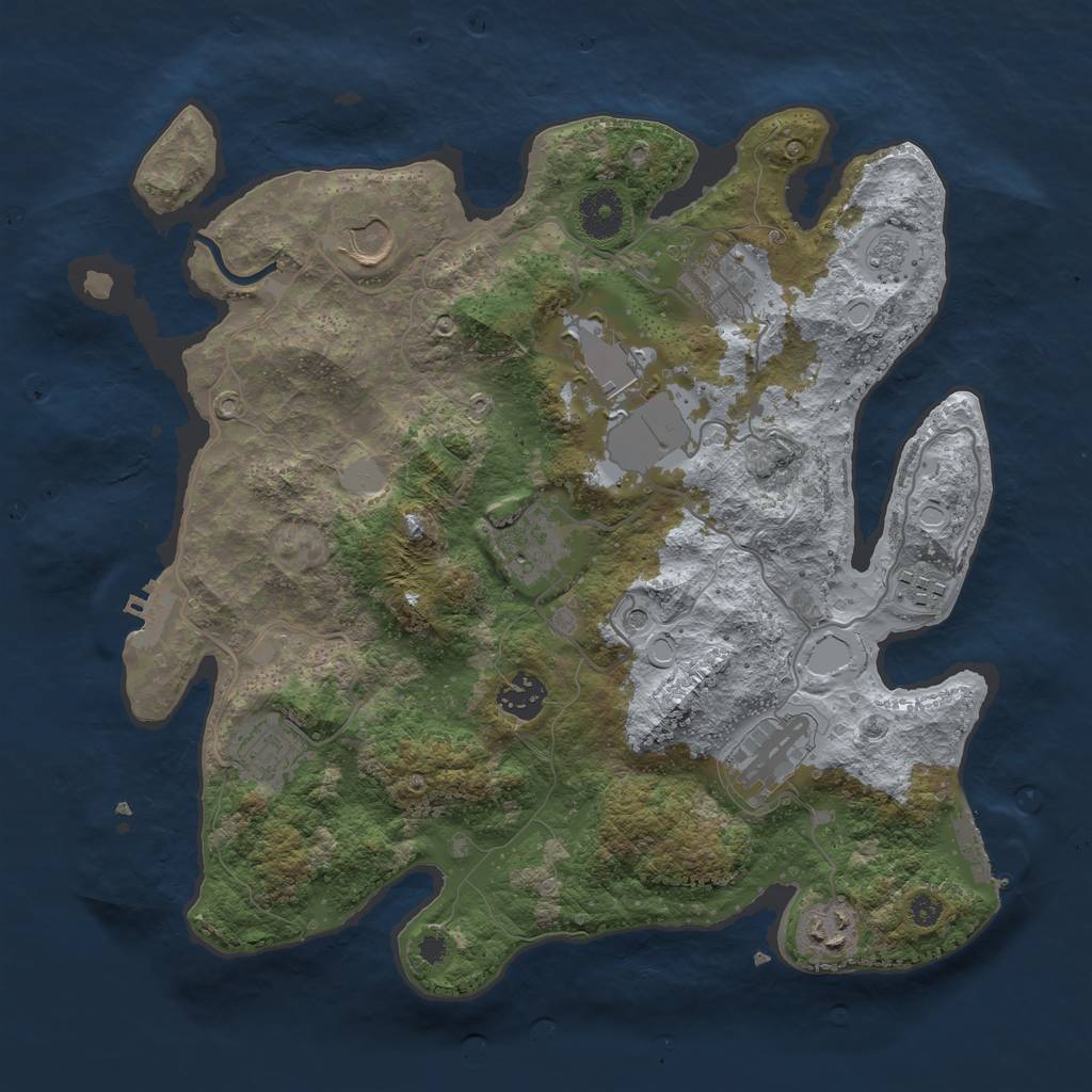 Rust Map: Procedural Map, Size: 3500, Seed: 1725391337, 16 Monuments