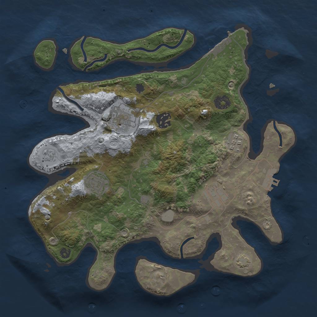 Rust Map: Procedural Map, Size: 3000, Seed: 1679189163, 12 Monuments