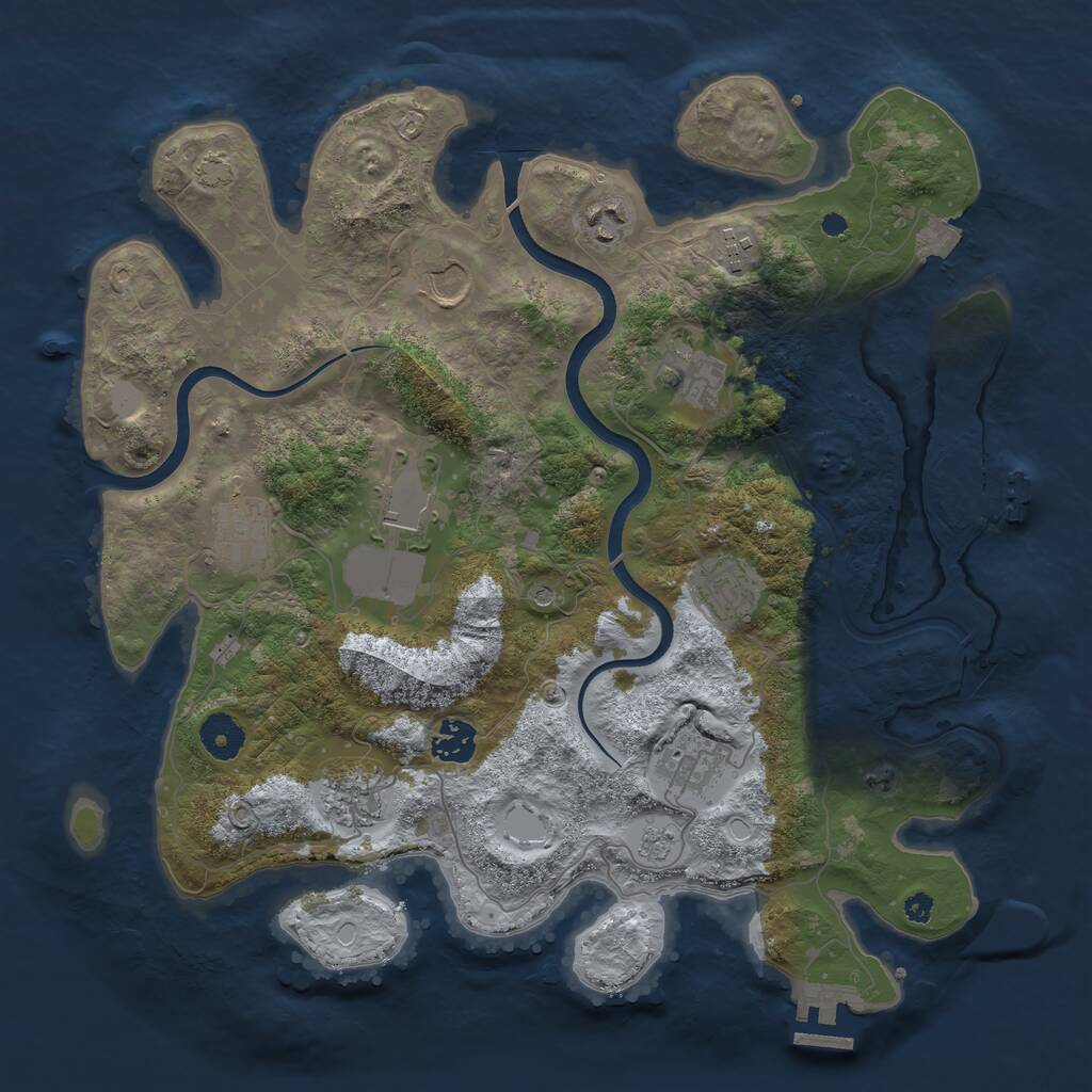 Rust Map: Procedural Map, Size: 3700, Seed: 426852291, 16 Monuments