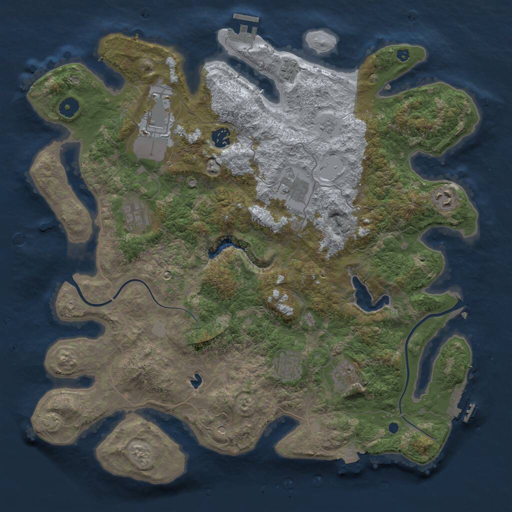 Rust Map: Procedural Map, Size: 4000, Seed: 594123, 14 Monuments