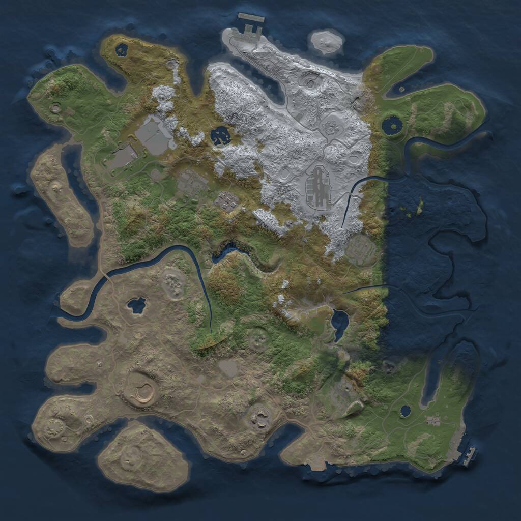 Rust Map: Procedural Map, Size: 4000, Seed: 594123, 15 Monuments