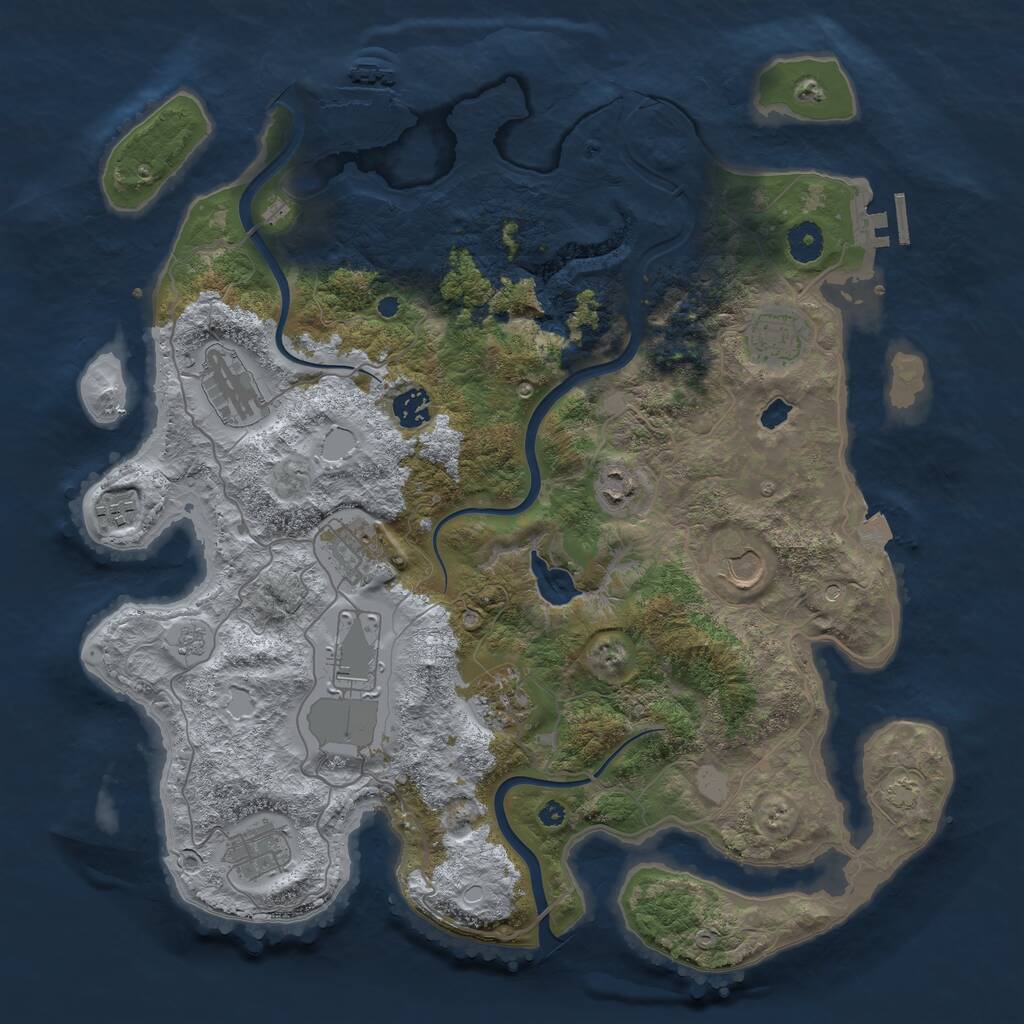 Rust Map: Procedural Map, Size: 4000, Seed: 9674, 16 Monuments