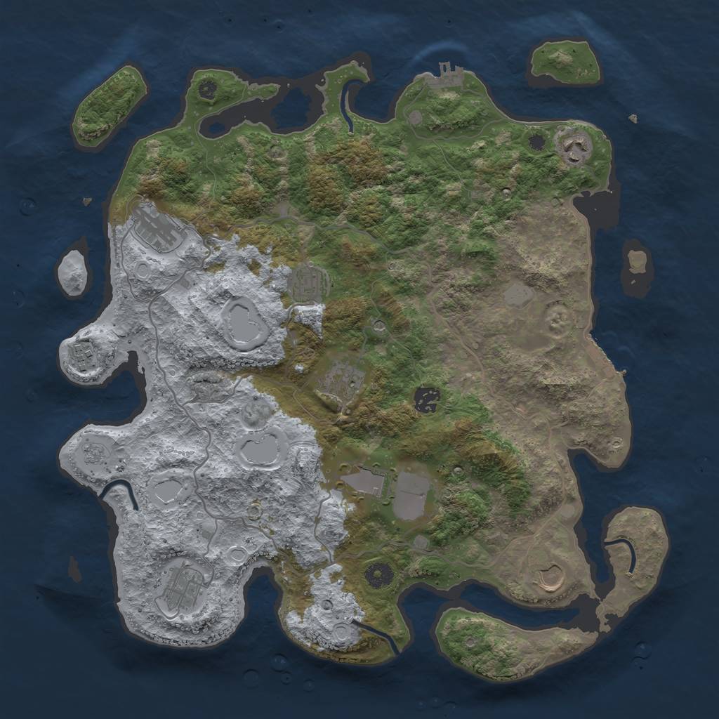 Rust Map: Procedural Map, Size: 4000, Seed: 9674, 16 Monuments