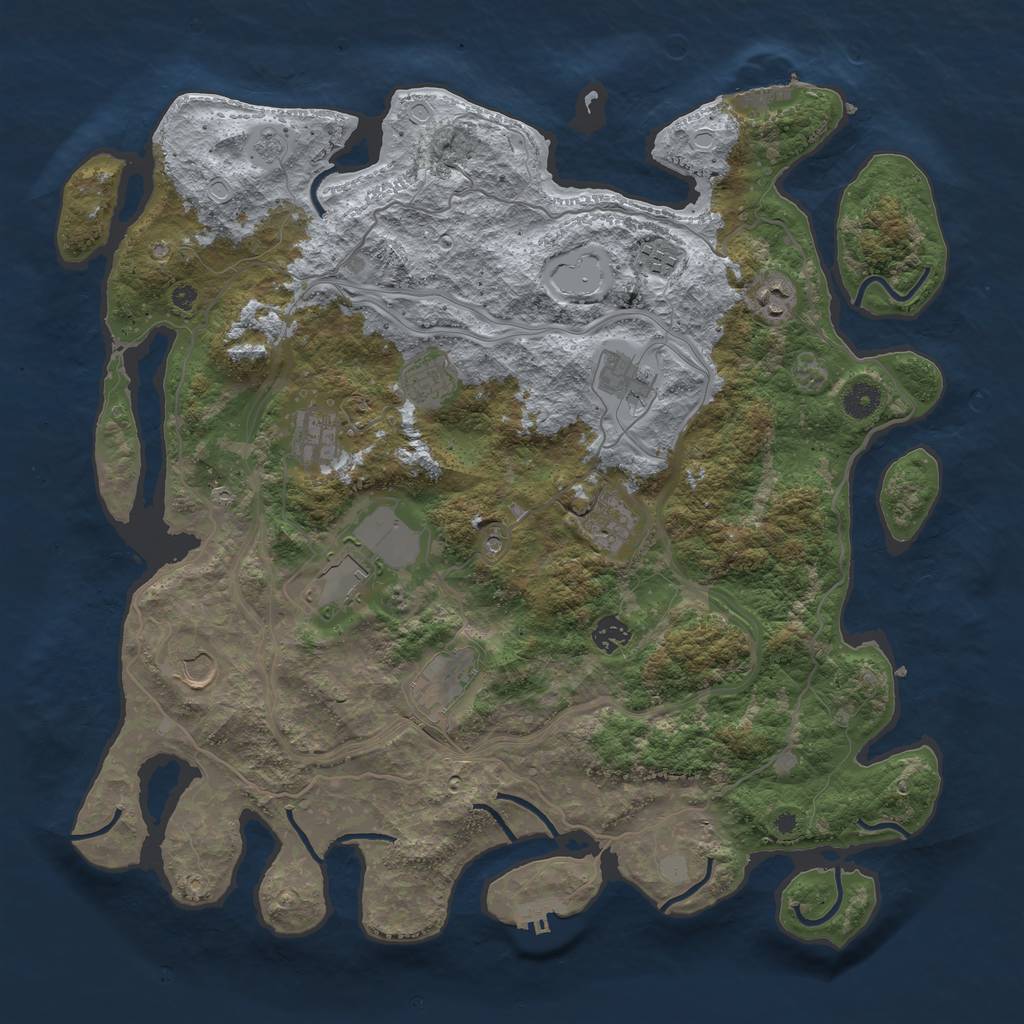 Rust Map: Procedural Map, Size: 4250, Seed: 1231112391, 17 Monuments