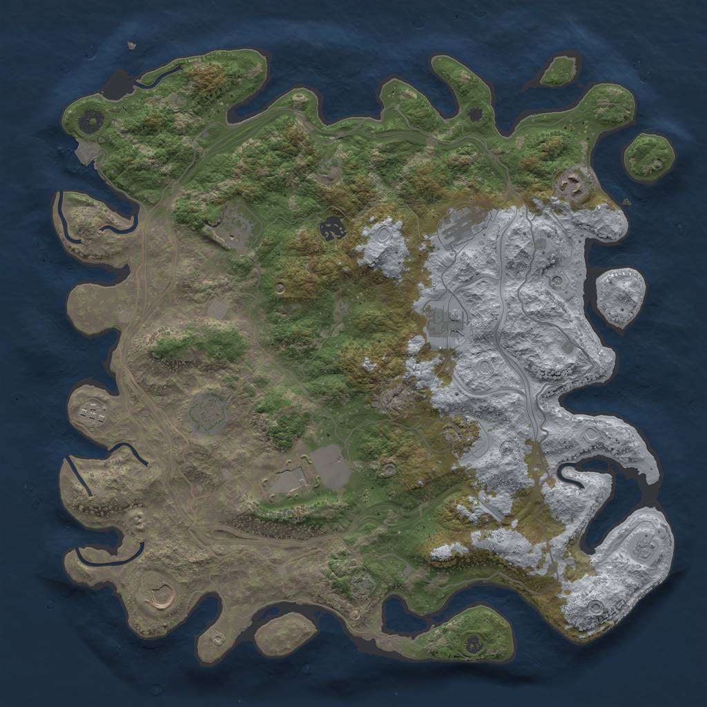 Rust Map: Procedural Map, Size: 4250, Seed: 940419776, 16 Monuments
