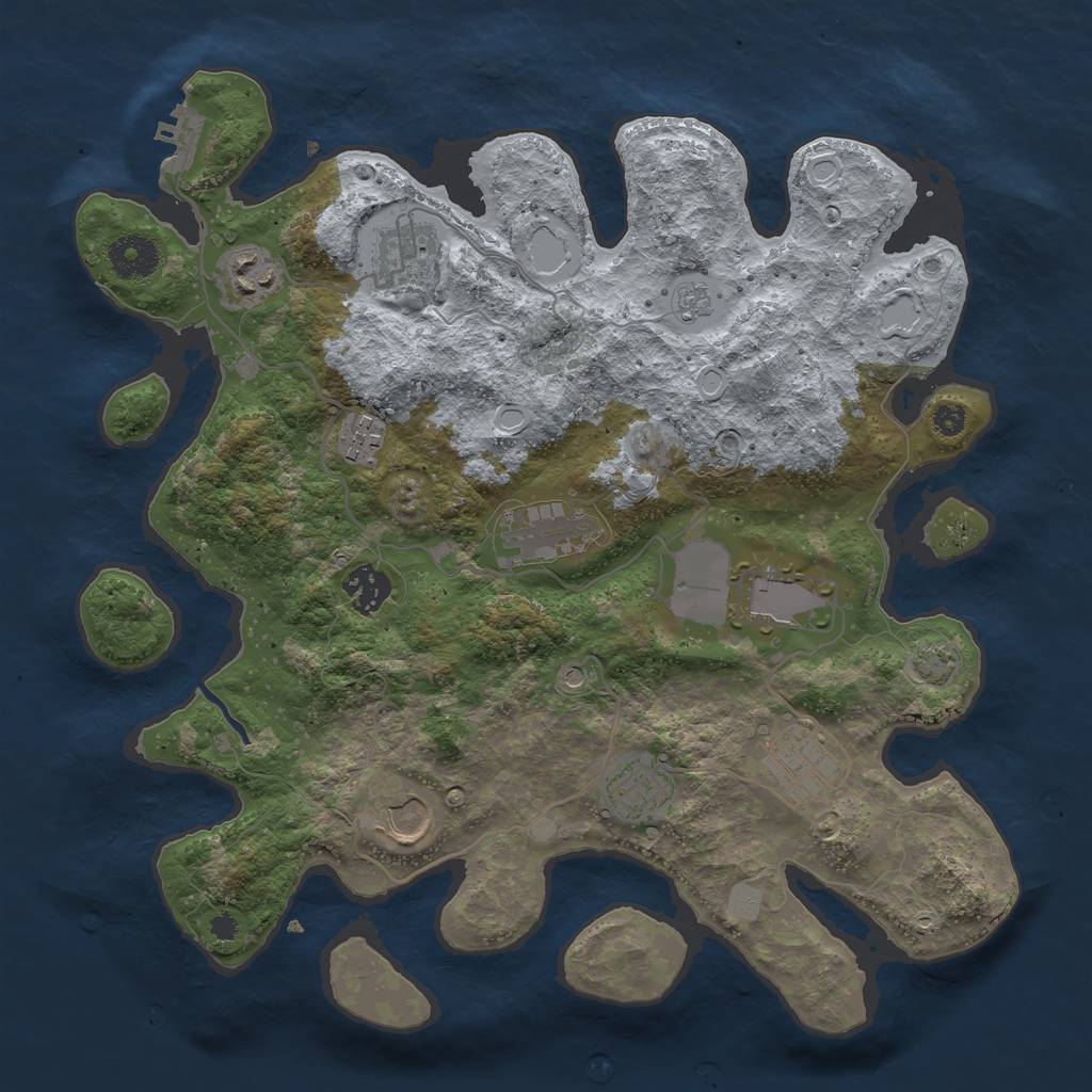 Rust Map: Procedural Map, Size: 3500, Seed: 1293072584, 16 Monuments