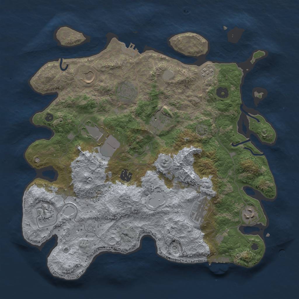 Rust Map: Procedural Map, Size: 3750, Seed: 688305024, 17 Monuments