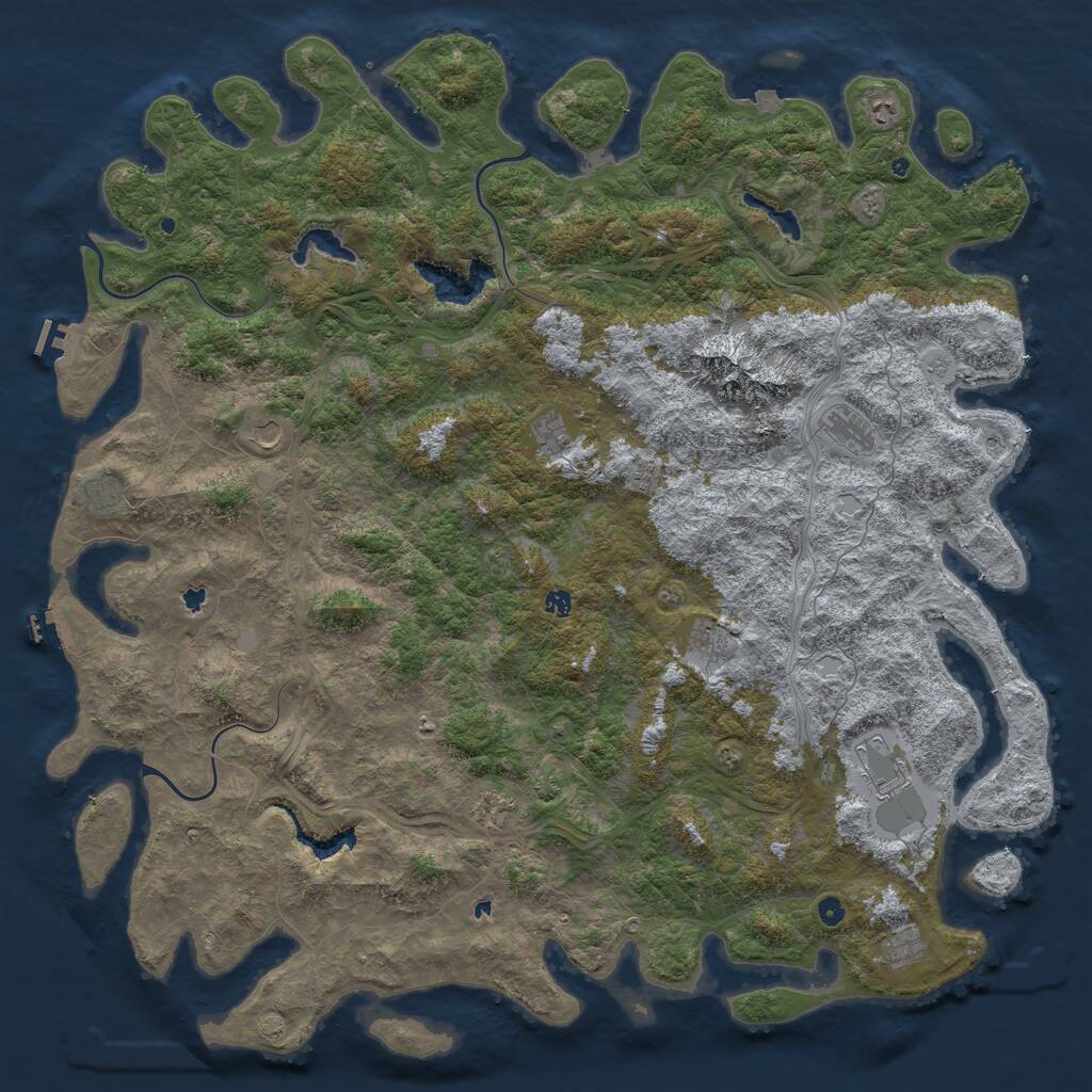Rust Map: Procedural Map, Size: 6000, Seed: 945288111, 17 Monuments