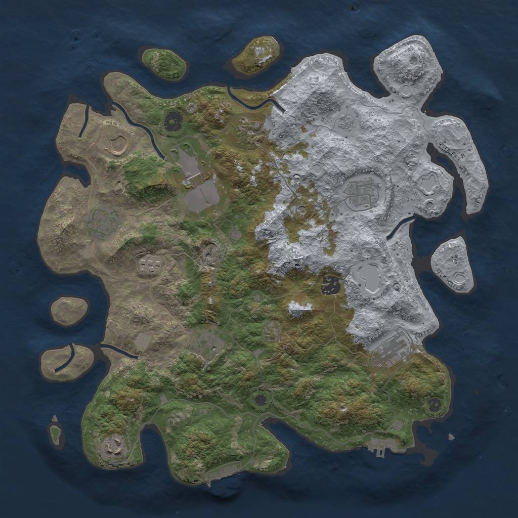 Rust Map: Procedural Map, Size: 3900, Seed: 41438148, 17 Monuments