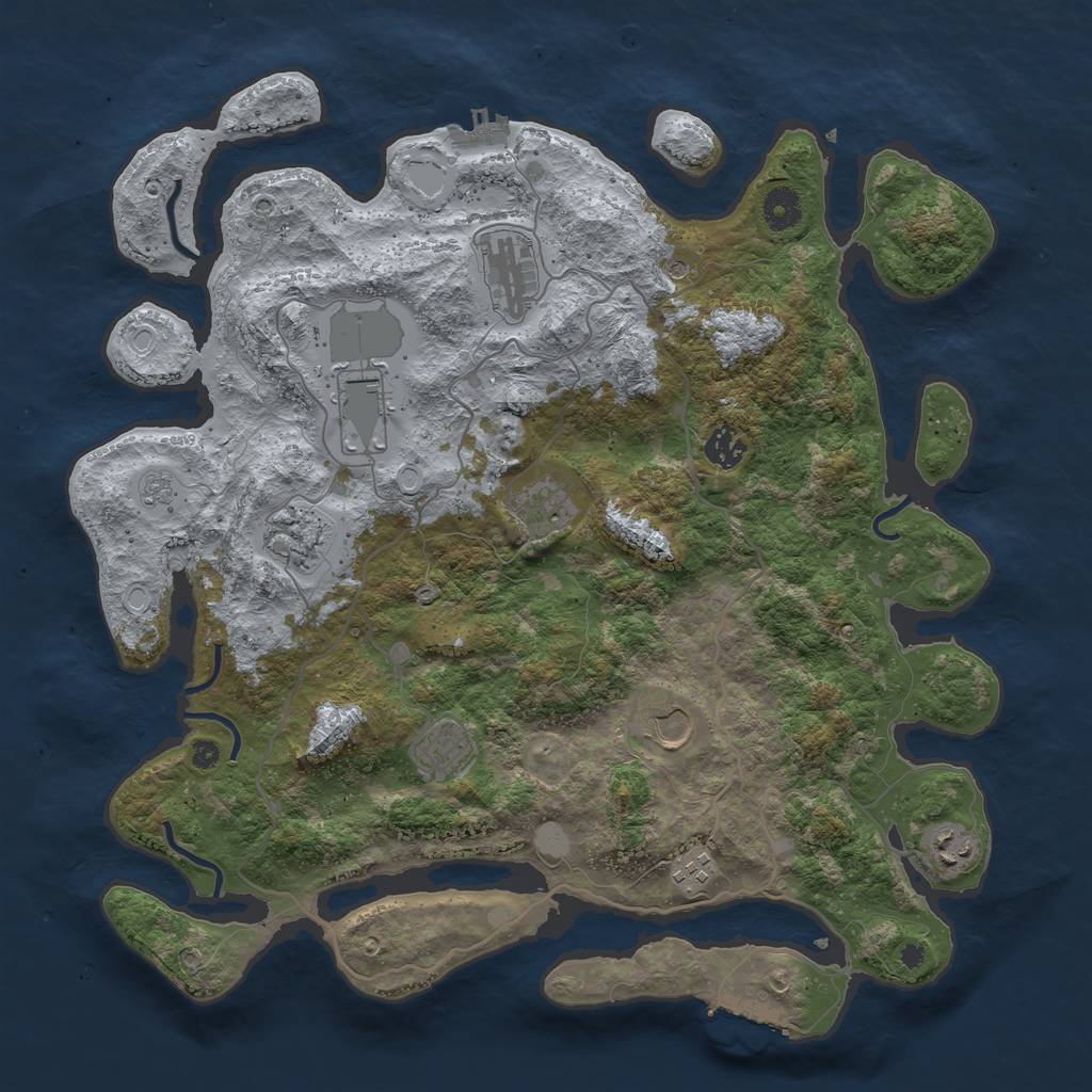 Rust Map: Procedural Map, Size: 4000, Seed: 54311365, 16 Monuments