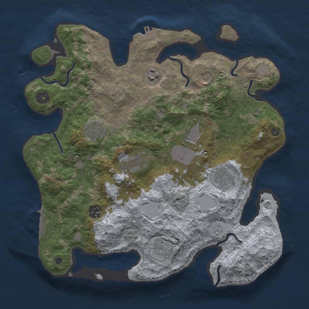 Rust Map: Procedural Map, Size: 3500, Seed: 20230324, 16 Monuments