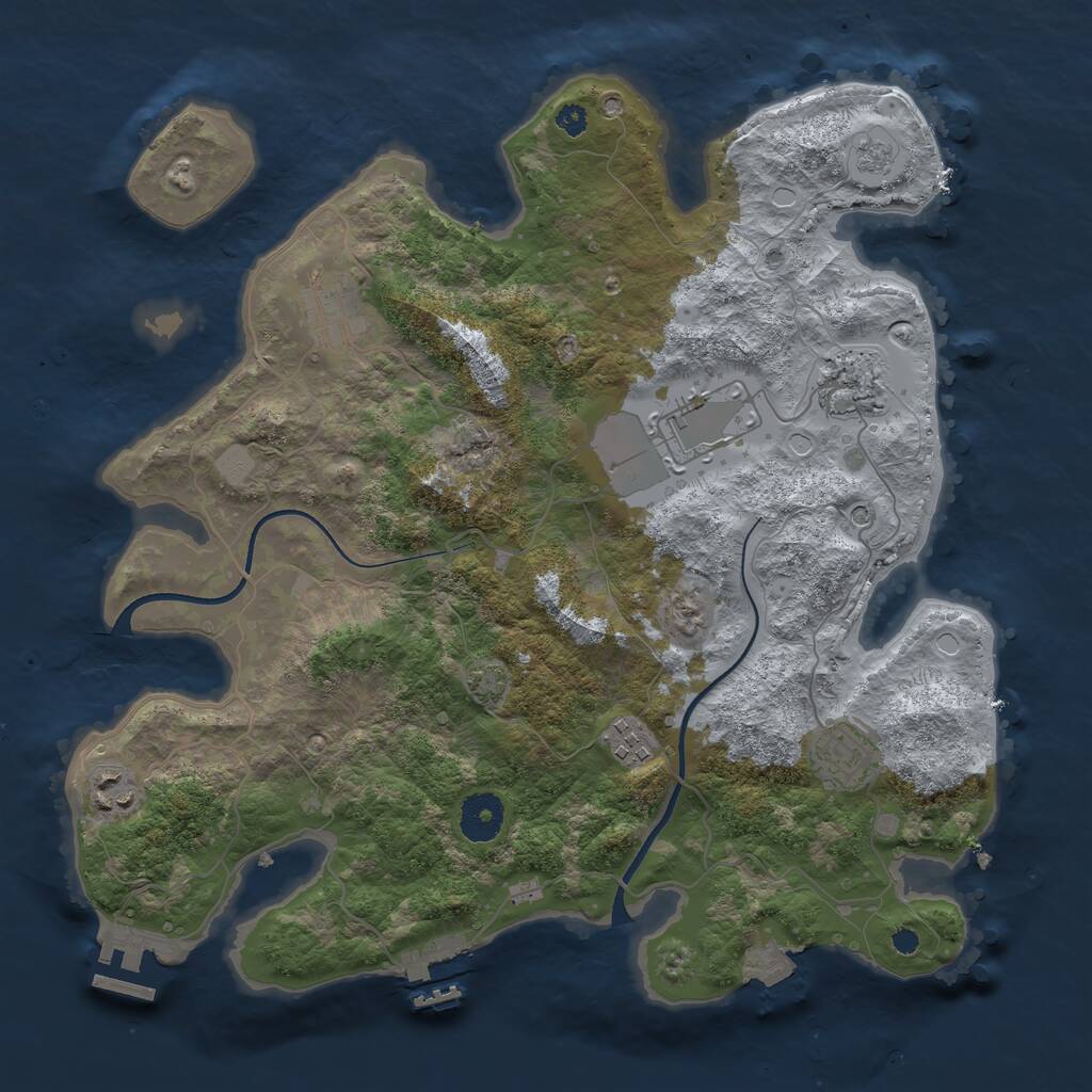 Rust Map: Procedural Map, Size: 3500, Seed: 552832, 12 Monuments