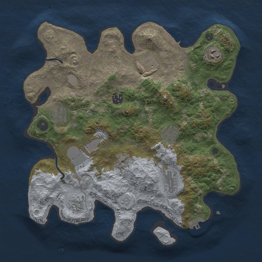 Rust Map: Procedural Map, Size: 3500, Seed: 2066410630, 16 Monuments