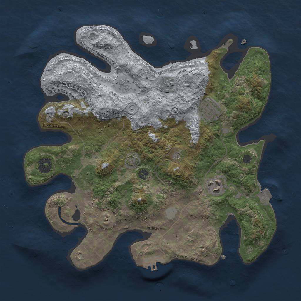 Rust Map: Procedural Map, Size: 3000, Seed: 712163581, 10 Monuments