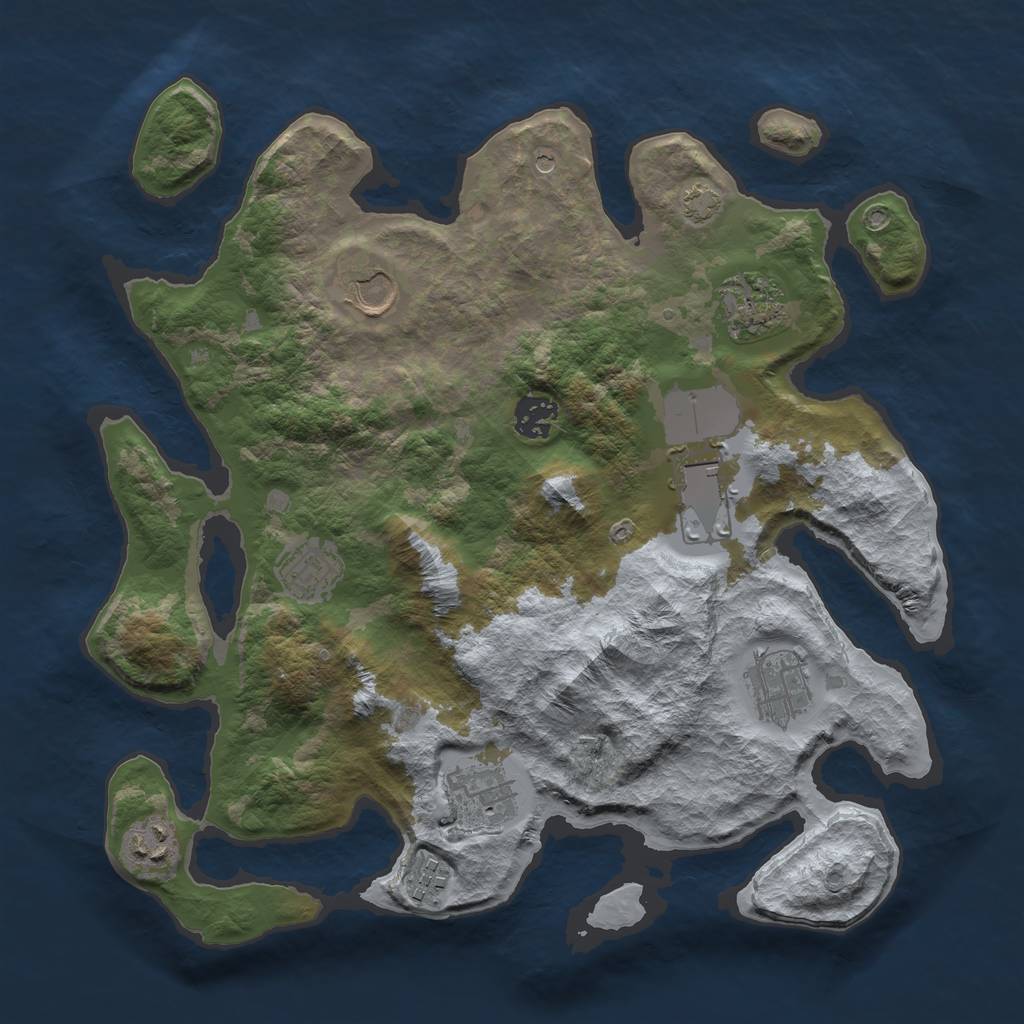Rust Map: Barren, Size: 3500, Seed: 1451205506, 13 Monuments