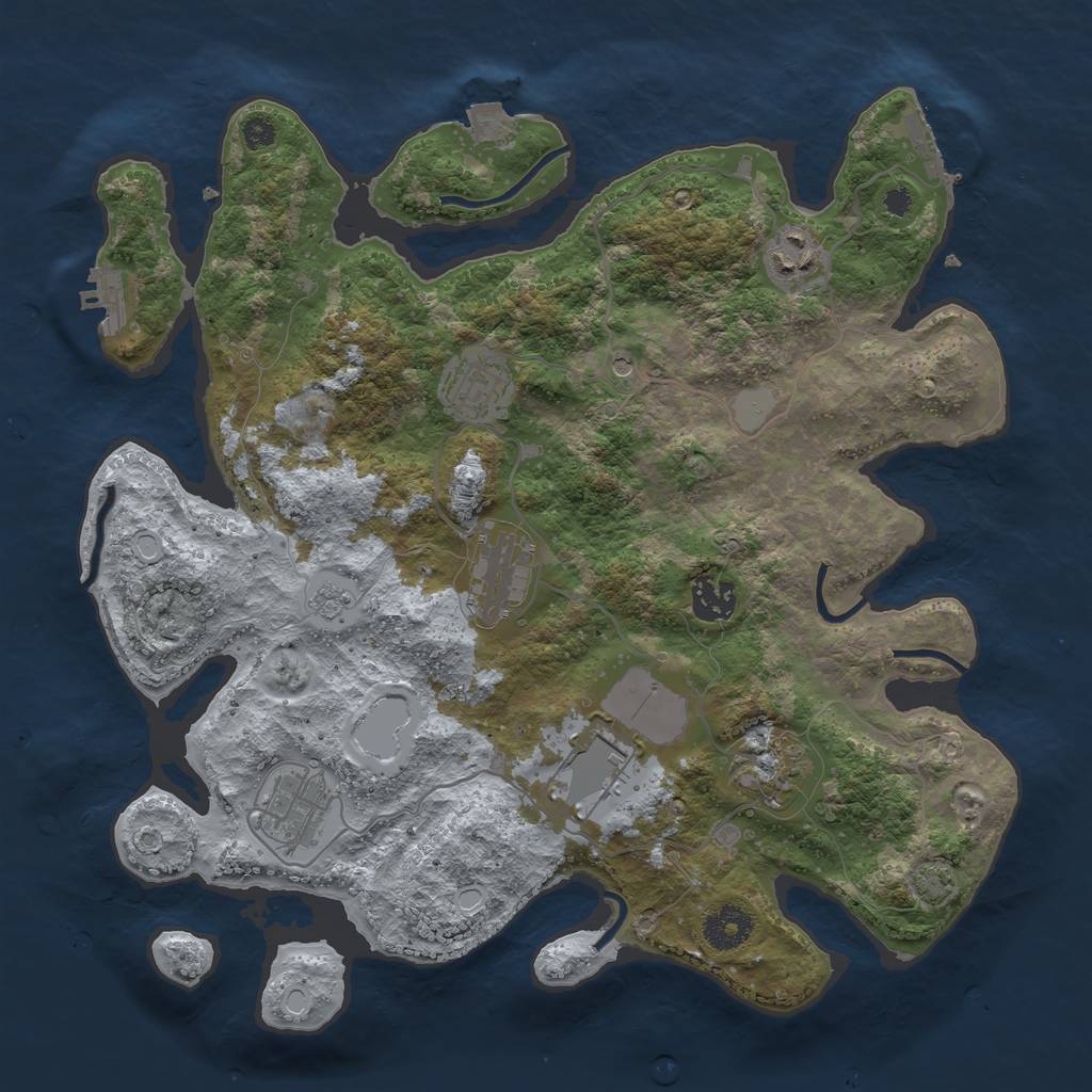 Rust Map: Procedural Map, Size: 3500, Seed: 1200542947, 15 Monuments