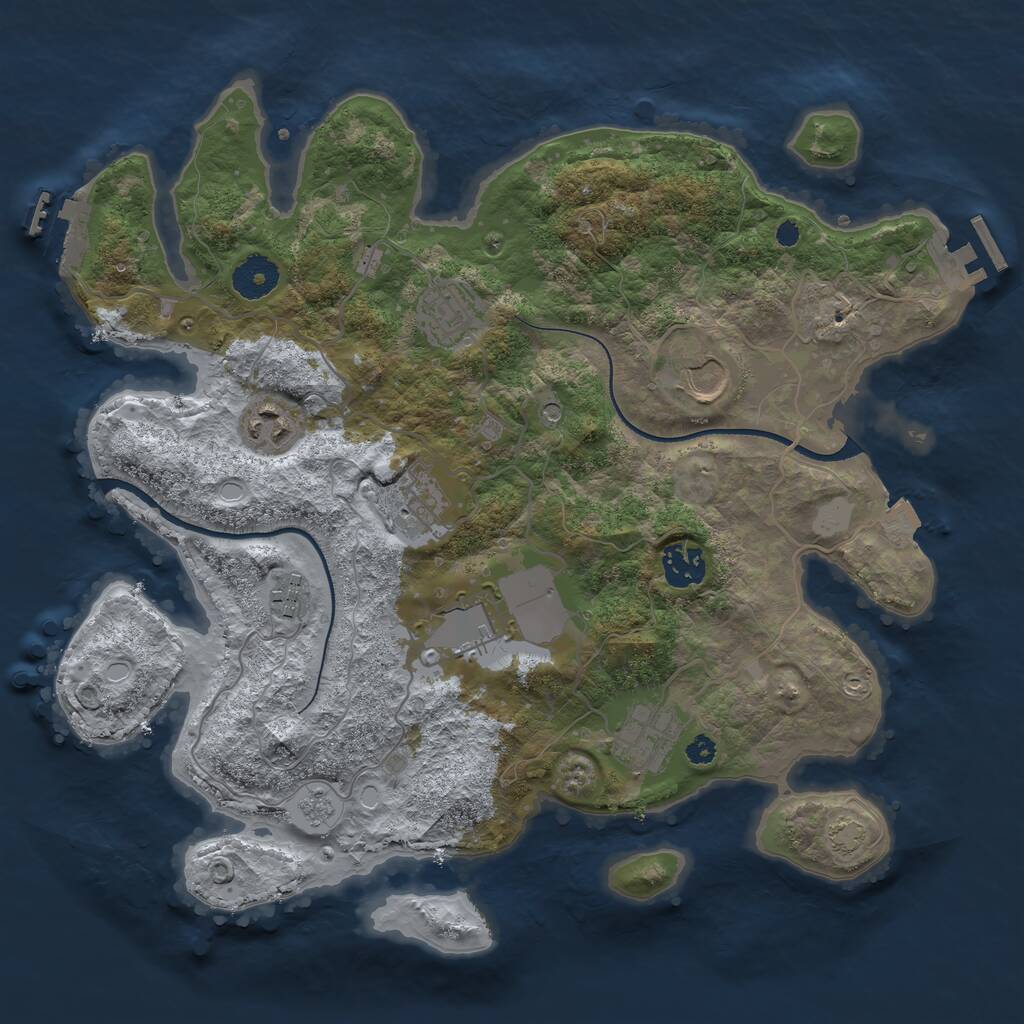 Rust Map: Procedural Map, Size: 3500, Seed: 383307999, 14 Monuments