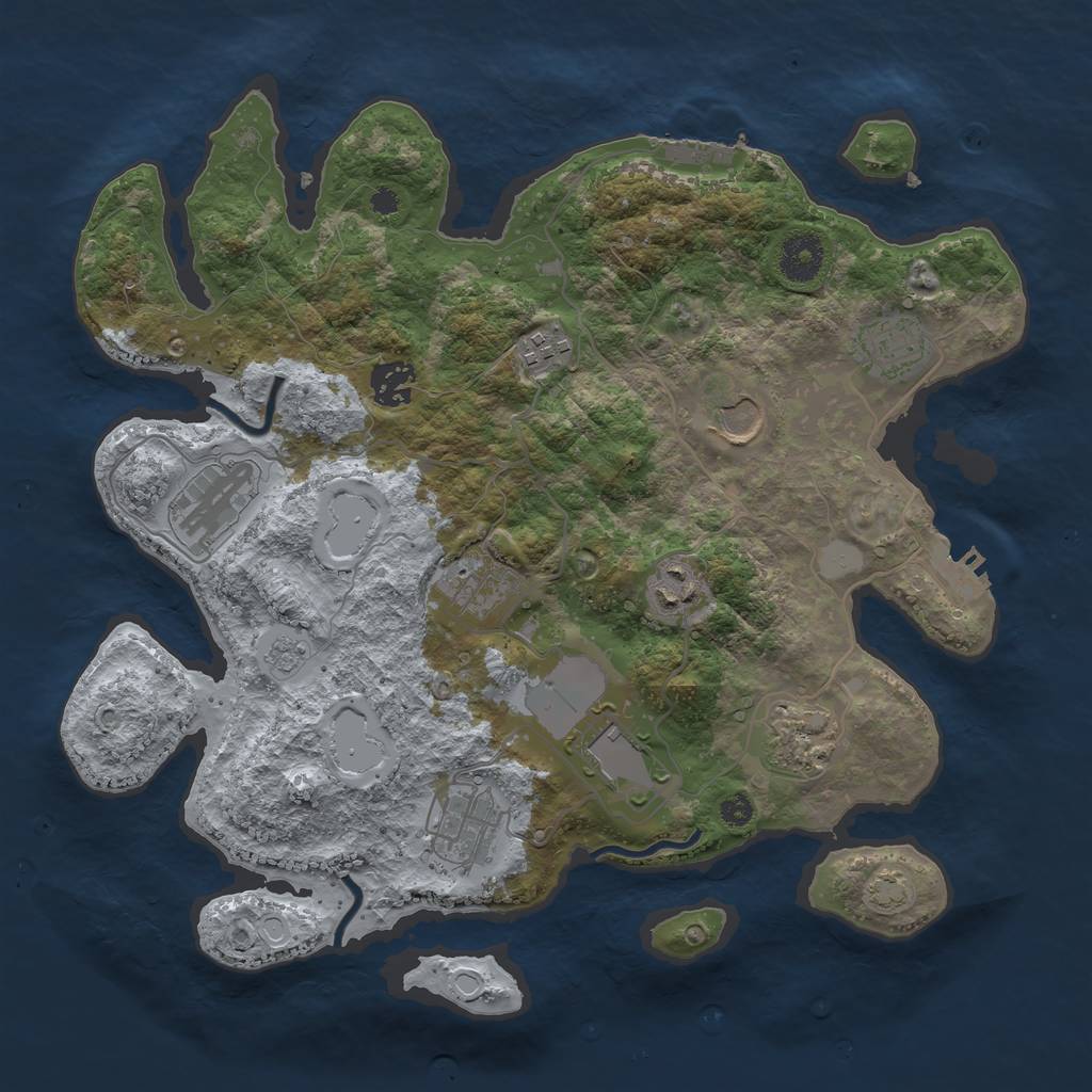 Rust Map: Procedural Map, Size: 3500, Seed: 383307999, 17 Monuments