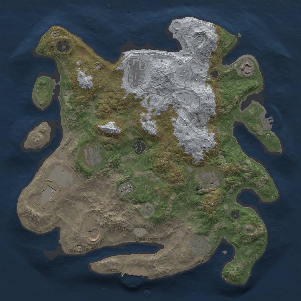 Rust Map: Procedural Map, Size: 3500, Seed: 409872520, 16 Monuments
