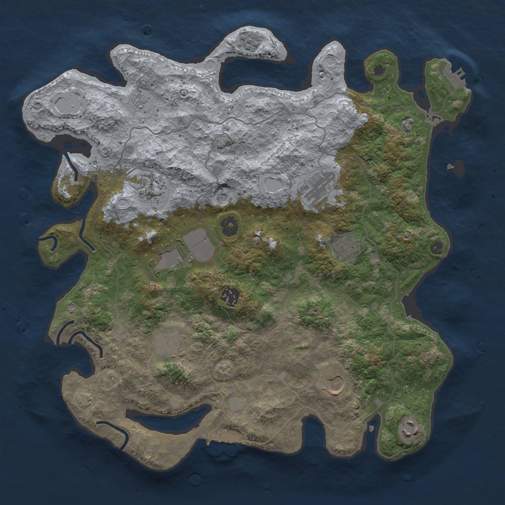 Rust Map: Procedural Map, Size: 4000, Seed: 156075608, 17 Monuments