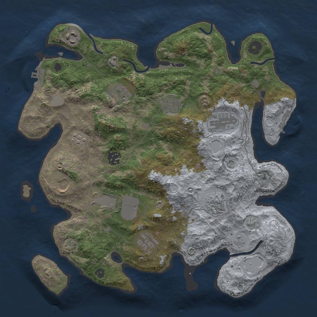 Rust Map: Procedural Map, Size: 3500, Seed: 697210761, 18 Monuments