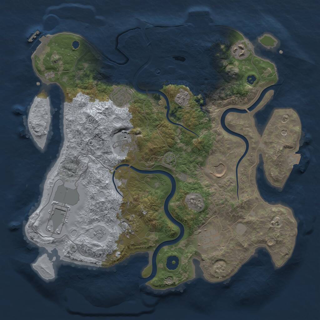 Rust Map: Procedural Map, Size: 3500, Seed: 898559301, 14 Monuments