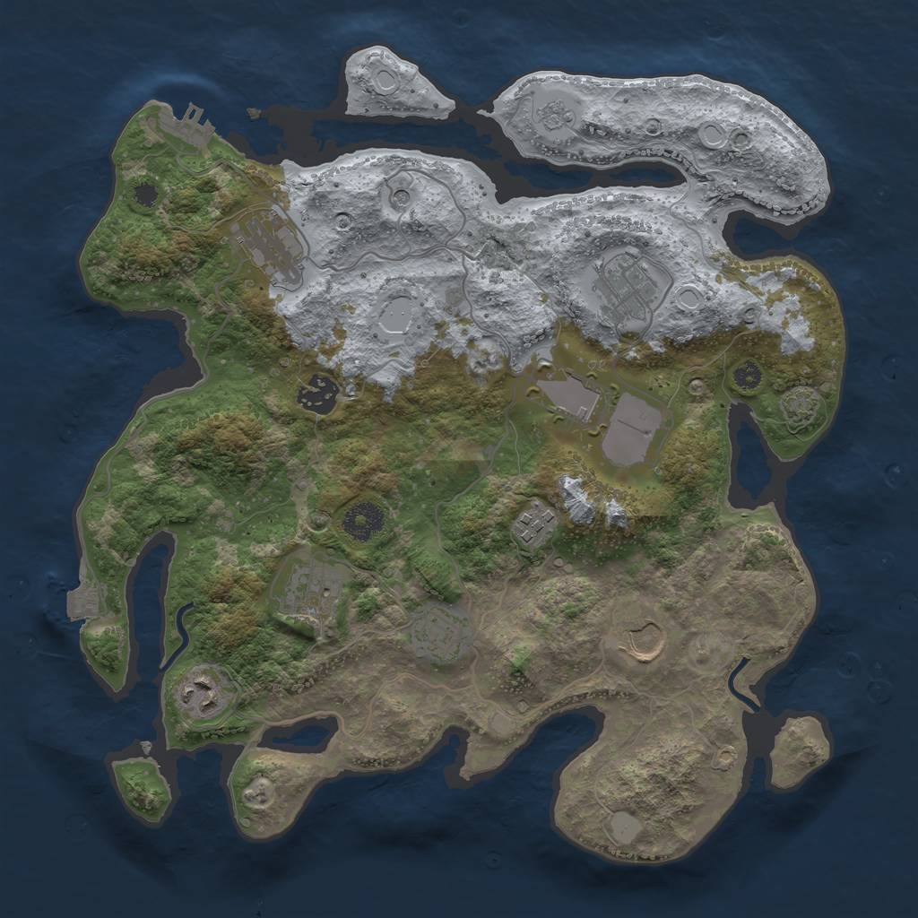 Rust Map: Procedural Map, Size: 3500, Seed: 1094004596, 16 Monuments