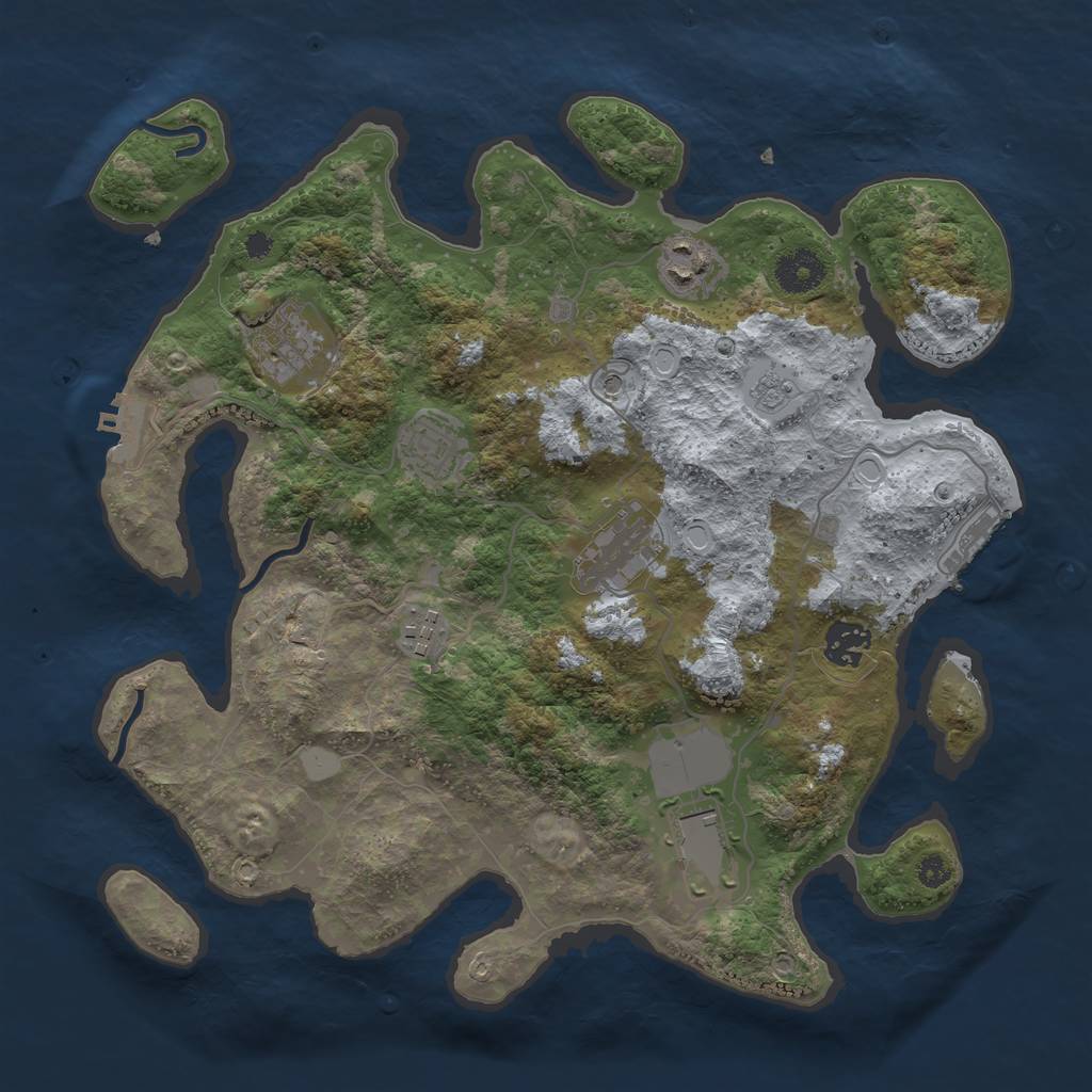 Rust Map: Procedural Map, Size: 3500, Seed: 79143087, 14 Monuments