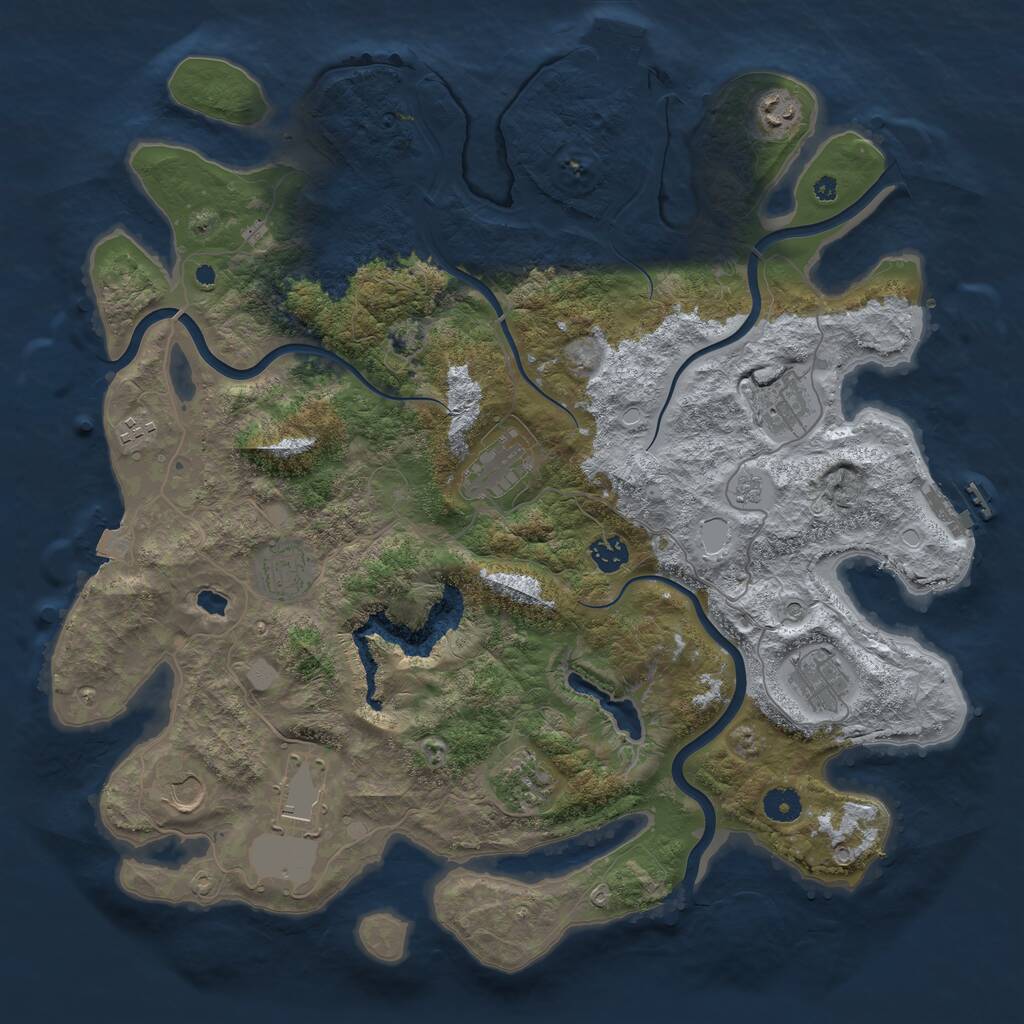 Rust Map: Procedural Map, Size: 4200, Seed: 712365, 16 Monuments