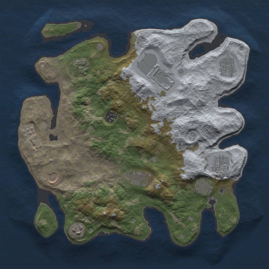 Rust Map: Barren, Size: 3500, Seed: 1091161966, 13 Monuments