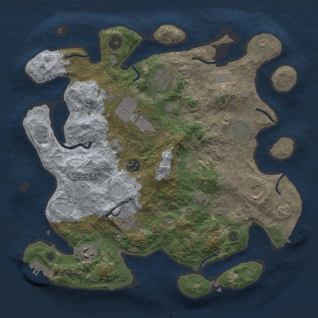 Rust Map: Procedural Map, Size: 3500, Seed: 622907720, 16 Monuments