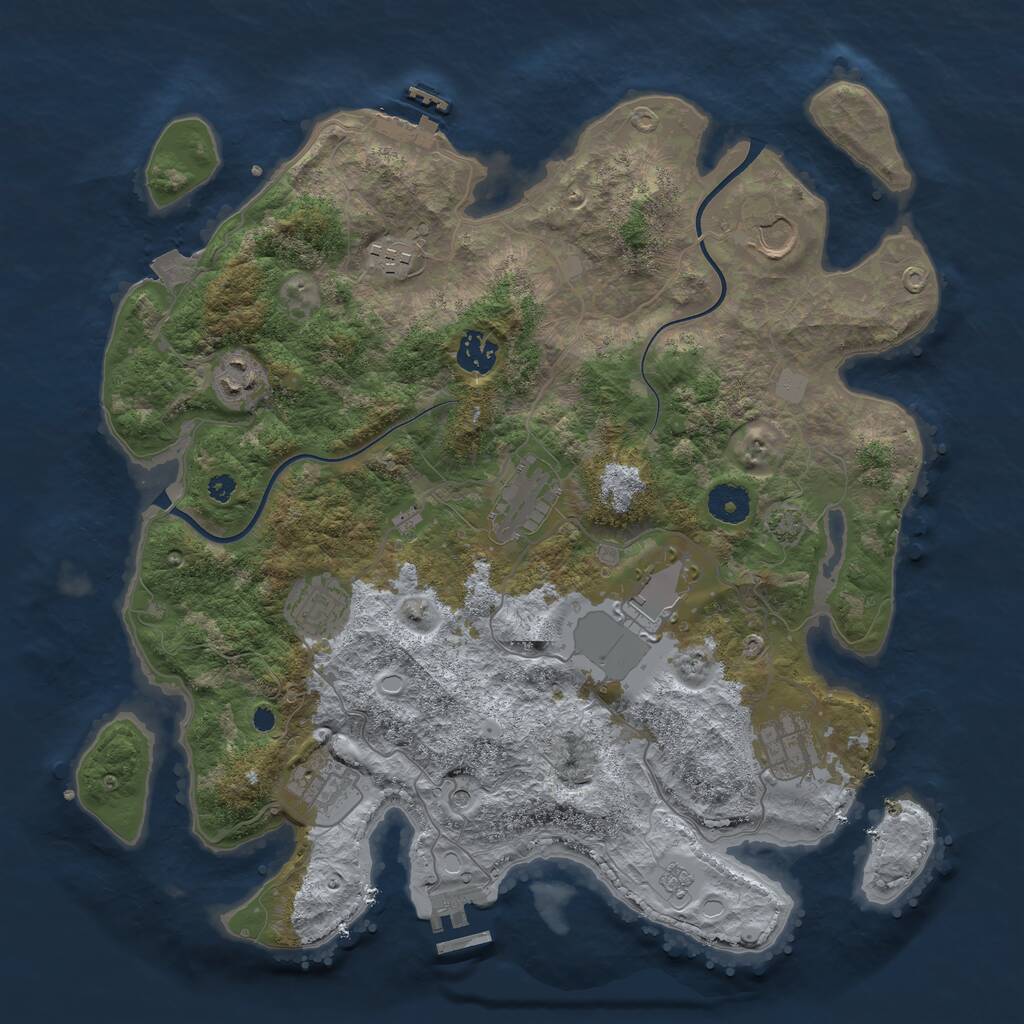 Rust Map: Procedural Map, Size: 3750, Seed: 454247424, 15 Monuments