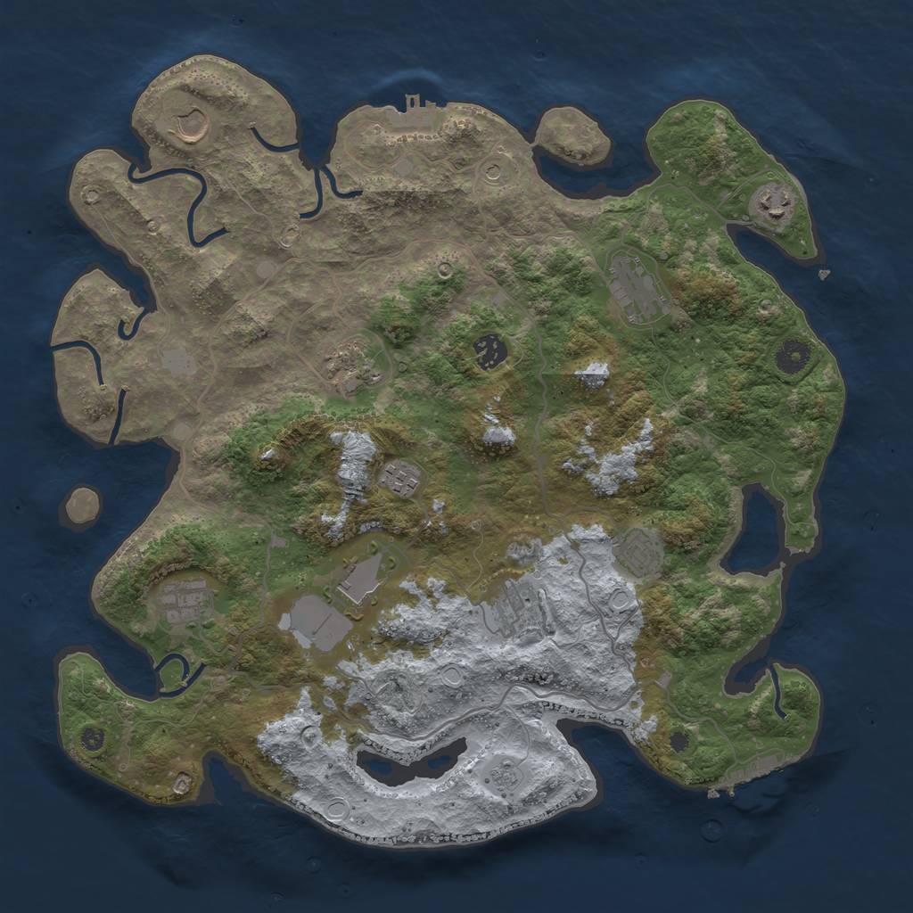 Rust Map: Procedural Map, Size: 4000, Seed: 51212527, 17 Monuments