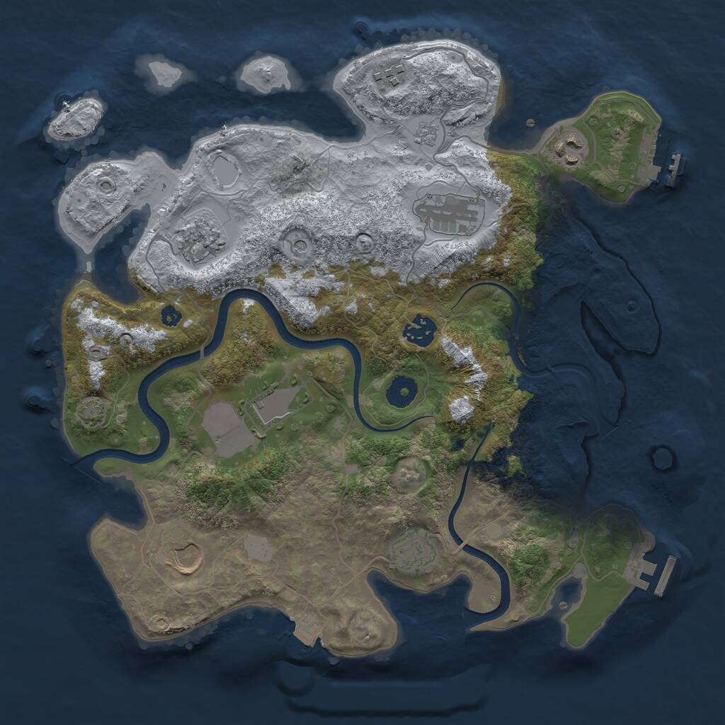 Rust Map: Procedural Map, Size: 3500, Seed: 41334574, 14 Monuments
