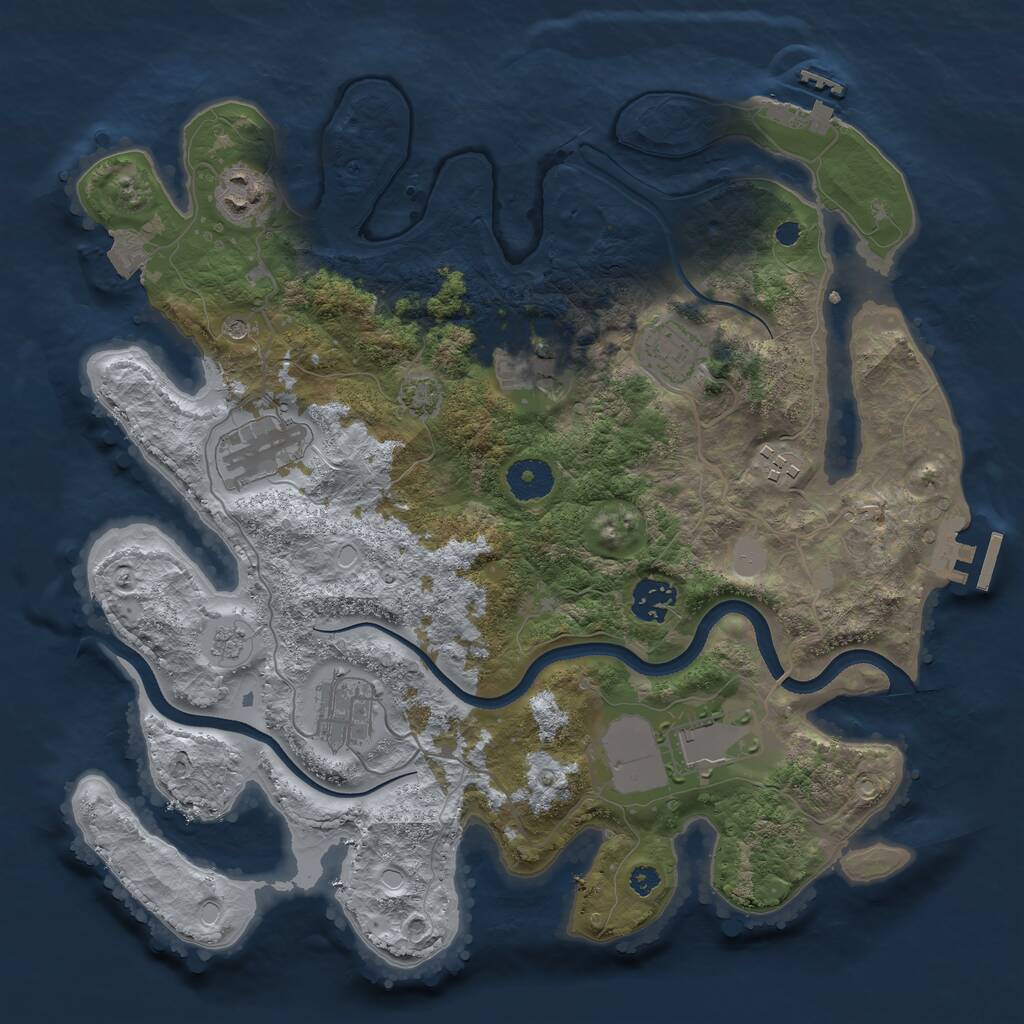 Rust Map: Procedural Map, Size: 3500, Seed: 74109891, 14 Monuments