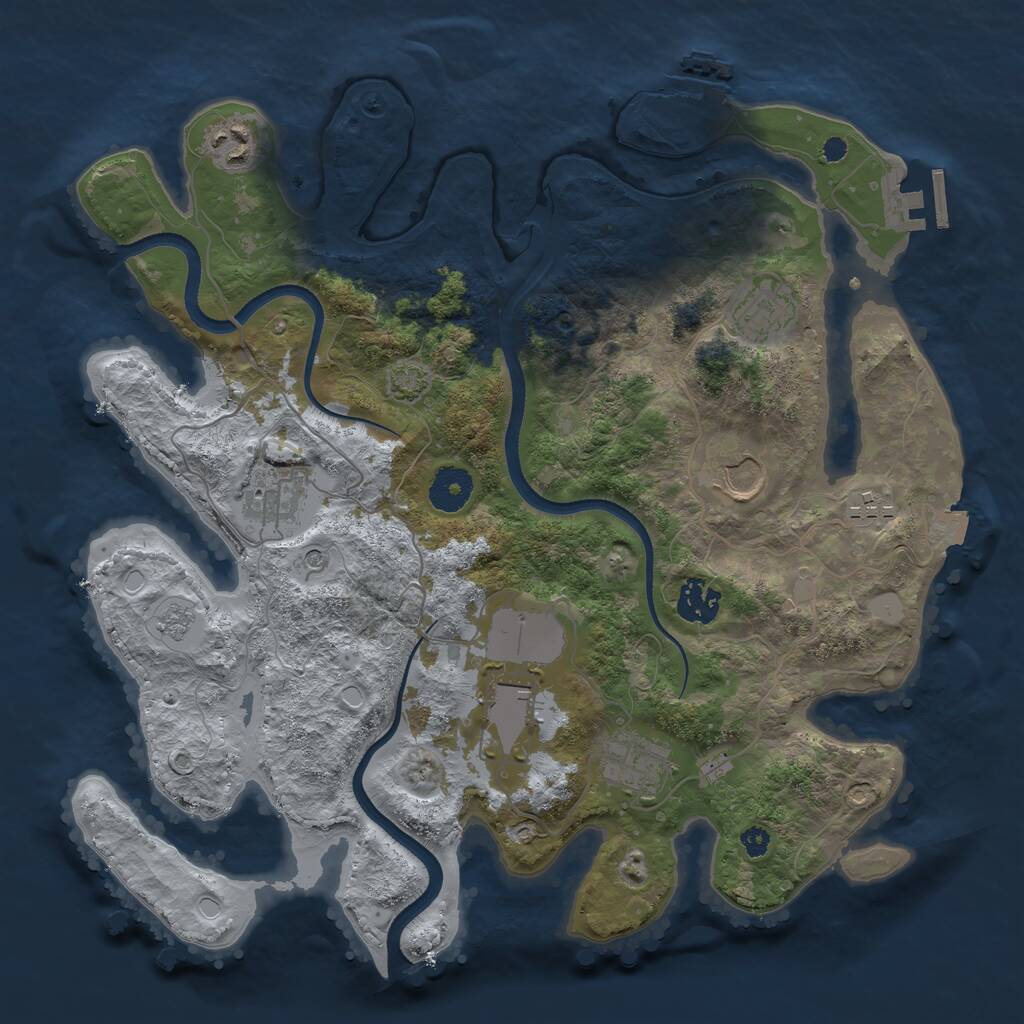 Rust Map: Procedural Map, Size: 3500, Seed: 74109891, 14 Monuments