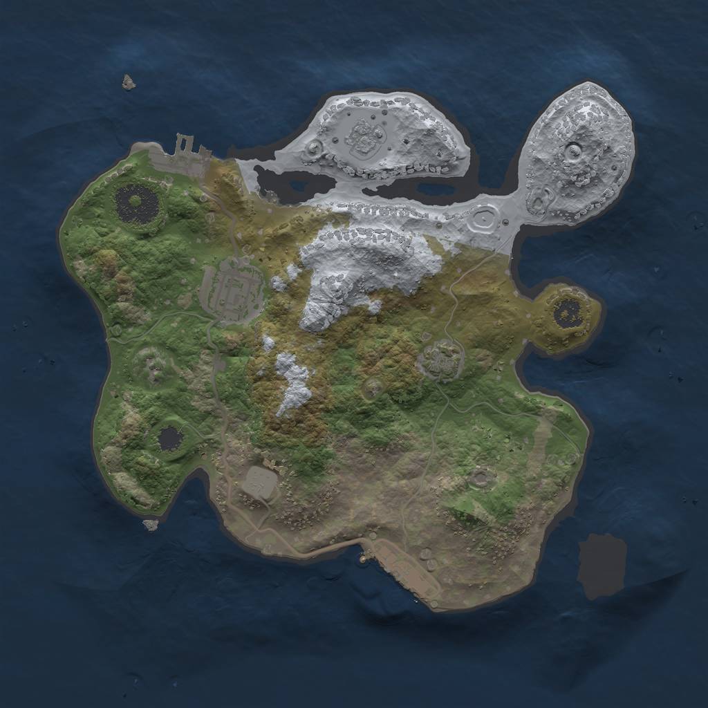 Rust Map: Procedural Map, Size: 2500, Seed: 499738159, 8 Monuments